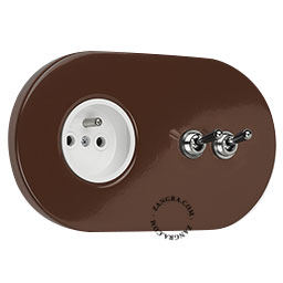 brown flush mount outlet & two-way or simple switch – double nickel-plated toggle
