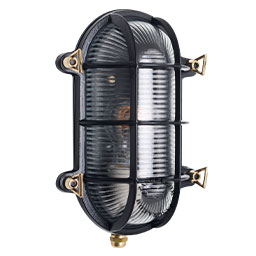 black bulkhead light for bathroom or outdoor use