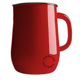 Red enamel pitcher.