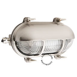 silvery brass ship wall light for outdoor use or bathroom