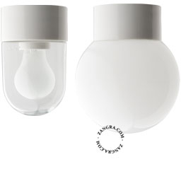 lampe en porcelaine blanche avec globe en verre