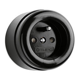 Surface mount black bakelite outlet - type E by THPG.