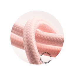 Baby pink fabric cable.