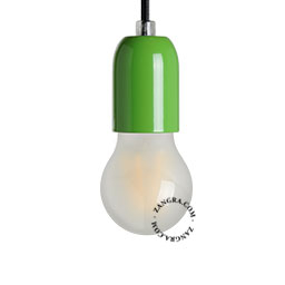 Green lampholder in metal.