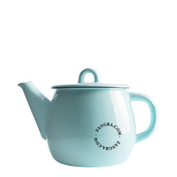 Light blue enamel teapot