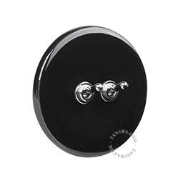 black porcelain switch - double two-way or simple nickel-plated toggle switch