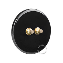black porcelain switch - double brass pushbuttons