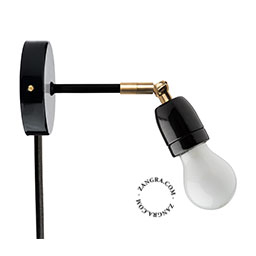 black porcelain adjustable wall light with switch