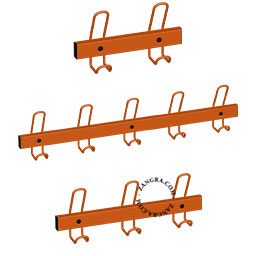 Orange coat rack.