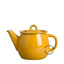 Mustard yellow enamel teapot.