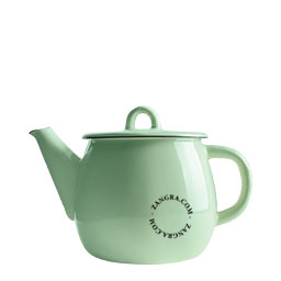 Mint green enamel teapot.