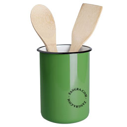 Green enamel utensil pot.