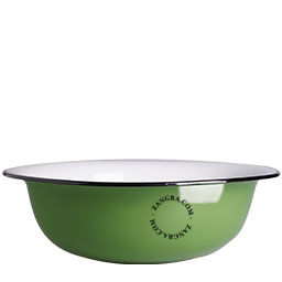 Green enamel salad bowl.