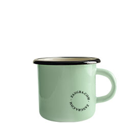 Mint green enamelled cup.