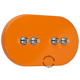 grand interrupteur orange avec 4 boutons-poussoirs en laiton nickele