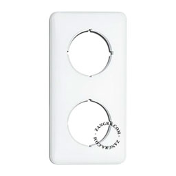 Double white bakelite faceplate for switches and outlets.