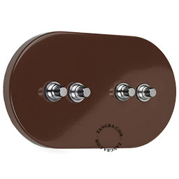 Large brown light switch with 4 pushbuttons.