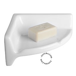 white porcelain corner soap dish
