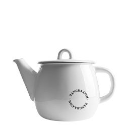 White enamel teapot.