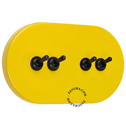 interrupteur jaune et encastrable avec 4 leviers noirs