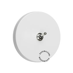 interrupteur blanc avec levier en laiton nickele