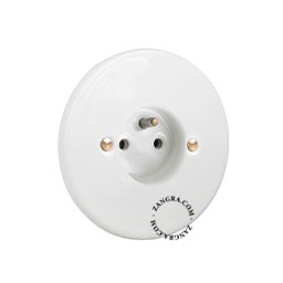 white porcelain flush mount wall outlet