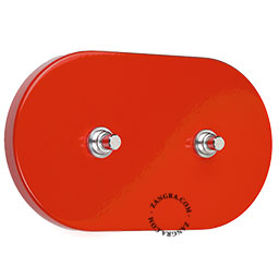 double interrupteur rouge avec bouton-poussoir en laiton nickele