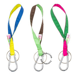 keychain recycled nylon fabric cord high-quality metal carabiner ring key