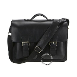 Black leather satchel.