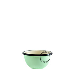 Mint green enamel bowl.