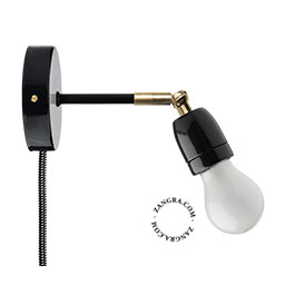 Black adjustable wall light with switch.