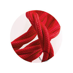 Red fabric twisted cable.