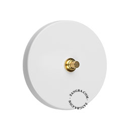 White and brass round pushbutton