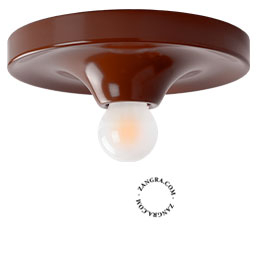 Brązowa okrągła lamp śćienna lub sufitowa - space age - lata 70-te.