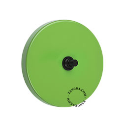 interrupteur vert au bouton-poussoir en laiton noir