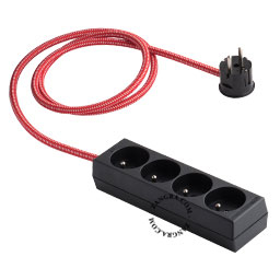 4-outlet bakelite power strip with textile cable.