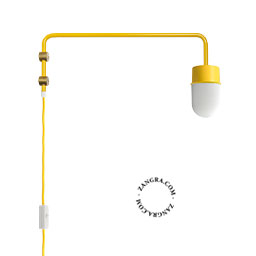 lacquered lamp swivel rod yellow  brass and steel wall lamp