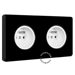 double flush mount black porcelain outlet