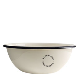 Large ivory white enamel bowl