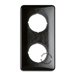 Black bakelite cover for 2 switches/outlets.