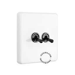 White porcelain square-shaped switch.