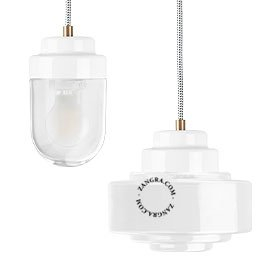 Biała porcelanowa lampa wisząca w stylu Art Deco.