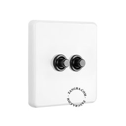 White porcelain square-shaped push-button.
