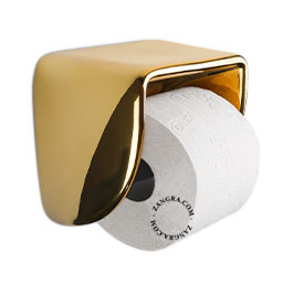 dérouleur papier toilette en porcelaine dorée