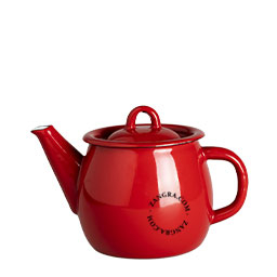 Red enamel teapot