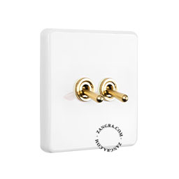 White porcelain square-shaped switch.