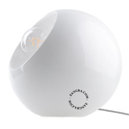 ball-shaped white ceramic table lamp