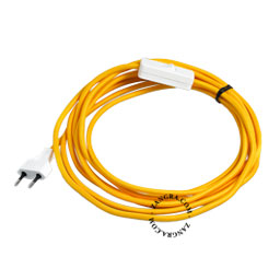 cable tissu cordon d'alimention textile jaune prise et interrupteur quincaillerie électrique