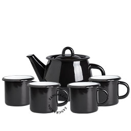 Tea set in black enamel