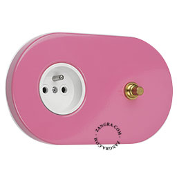 pink flush mount outlet & switch – raw brass pushbutton